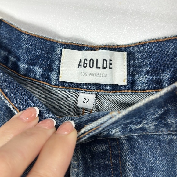 AGOLDE Parker cut off button fly denim distressed shorts size 32. NWT. - Picture 4 of 9